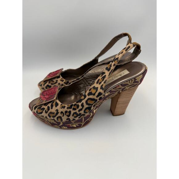 Olivia Rose Tal Cheetah Floral Embroidered Tall Heels 9 (EU 40) - Picture 1 of 7